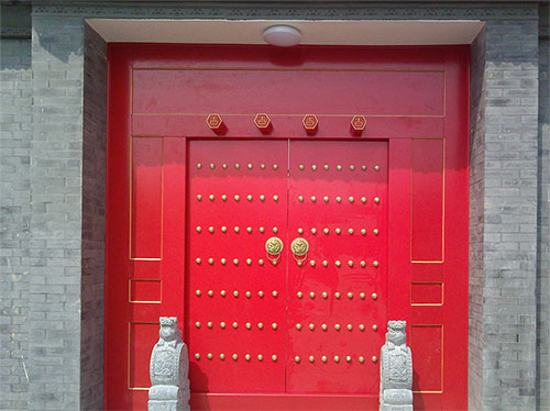 叠彩中国传统四合院系列朱红色中式木制大门木作